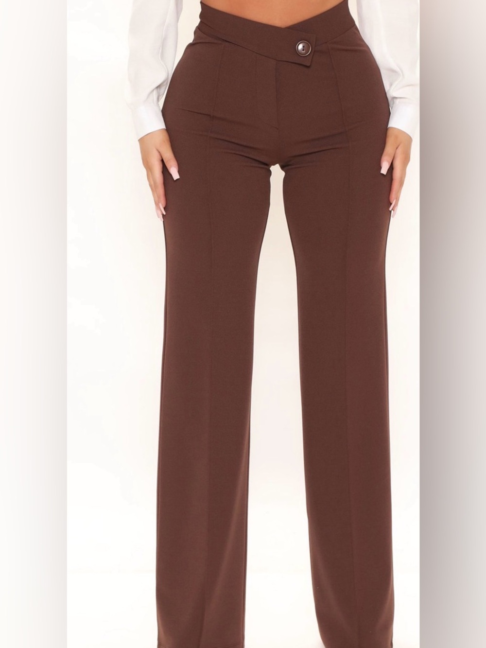 2 pairs of Fashion Nova Wide-Leg Trousers - brown and black